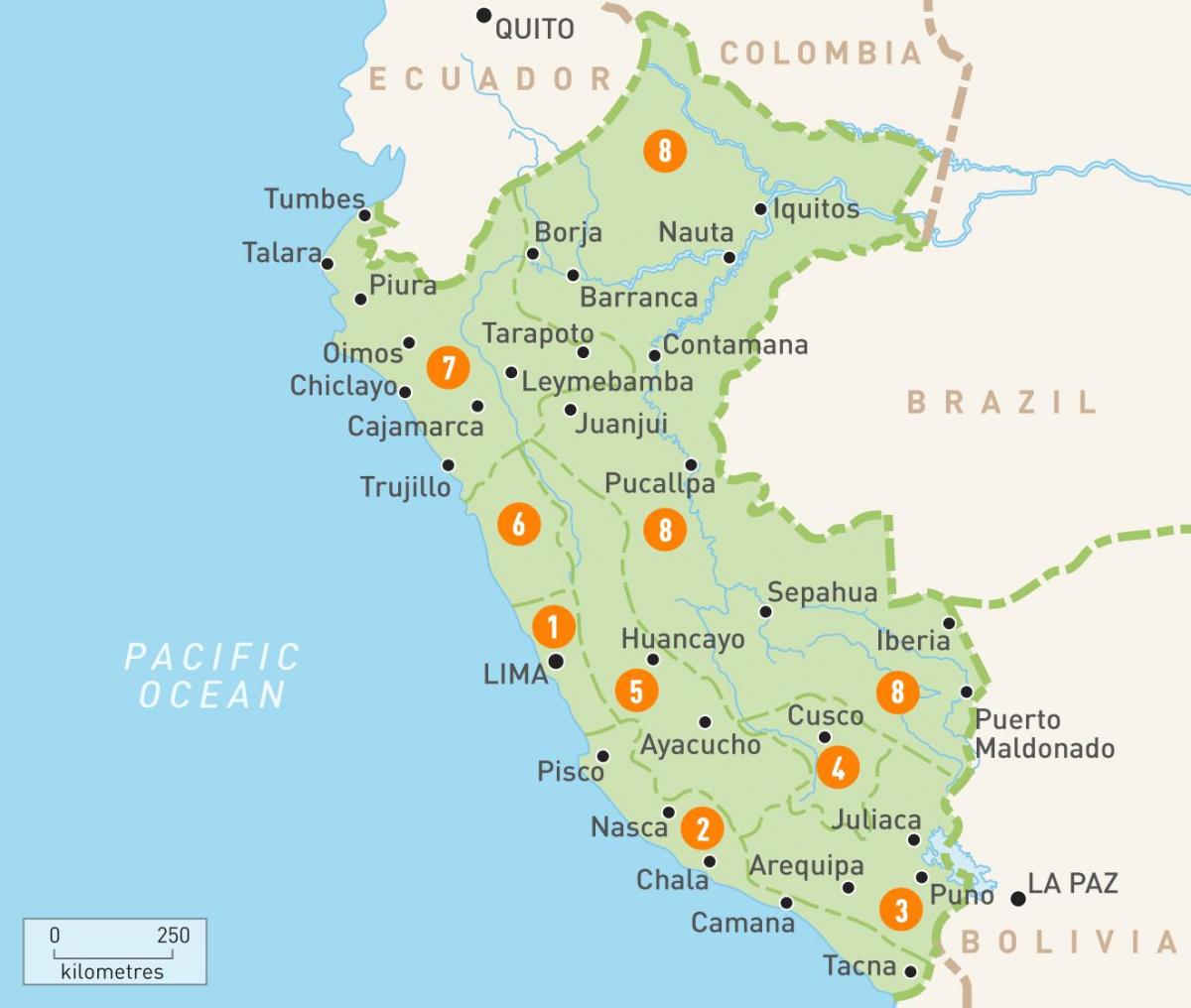 Əyalətlərində Peru xəritə