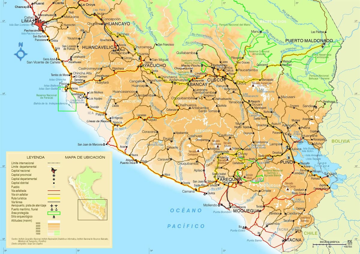 xəritə Cənubi Peru
