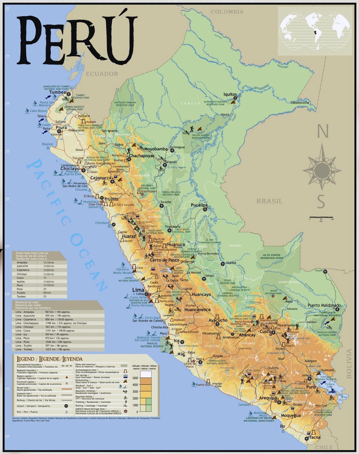 Peru yerləri xəritədə